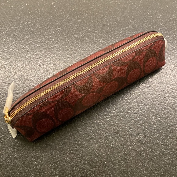 NWT COACH Signature Canvas Notebook and Pencil Case Bundle Oxblood Gold Hardware - Picture 9 of 14